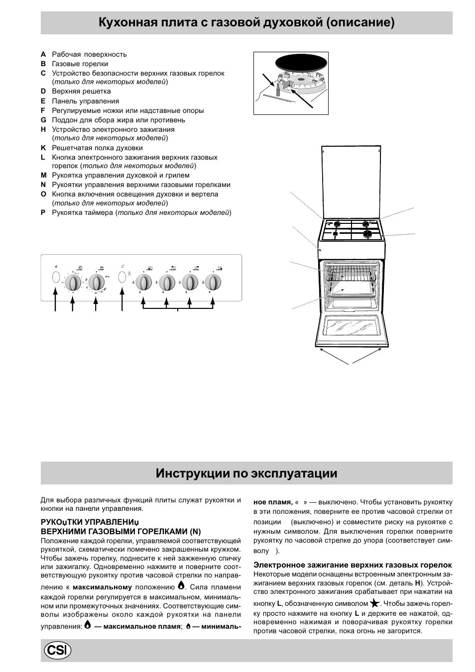 Подключение газовой плиты индезит Кухонная плита с газовой духовкой (описание), Инструкции по эксплуатации Инструк