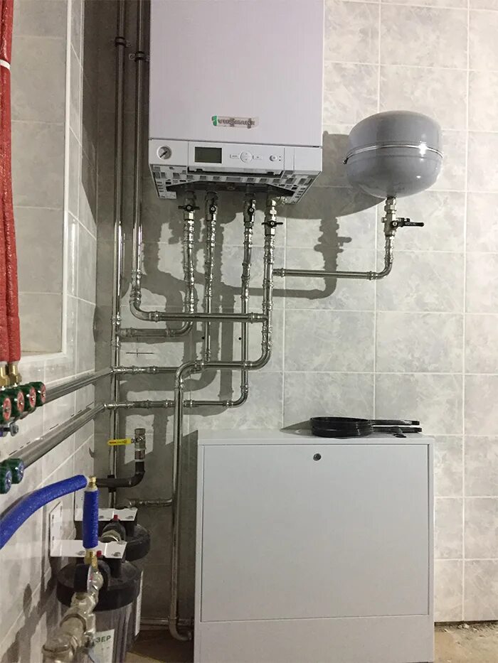 Подключение газовых котлов высокая гора Схема отопления с газовым котлом Viessmann для дома до 180кв.м.