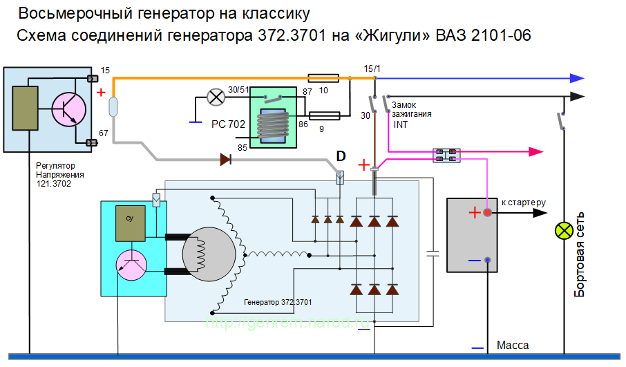 Подключение генератор 5702.3701 31 372 3701 генератор схема подключения