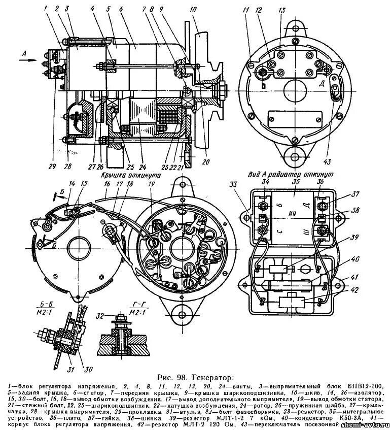 Подключение генератор т150 схема Схема трактора Т-130