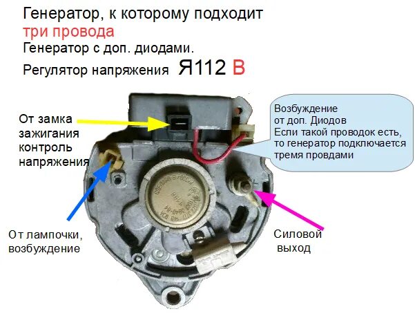 Подключение генератора 16.3771 Москвич схема генератора - КарЛайн.ру