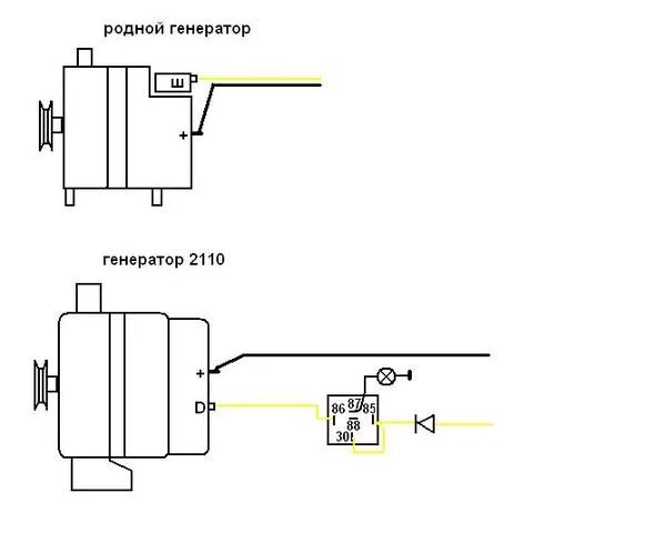 Подключение генератора 2110 Картинки СХЕМА ПОДКЛЮЧЕНИЯ ГЕНЕРАТОРА ВАЗ 2107