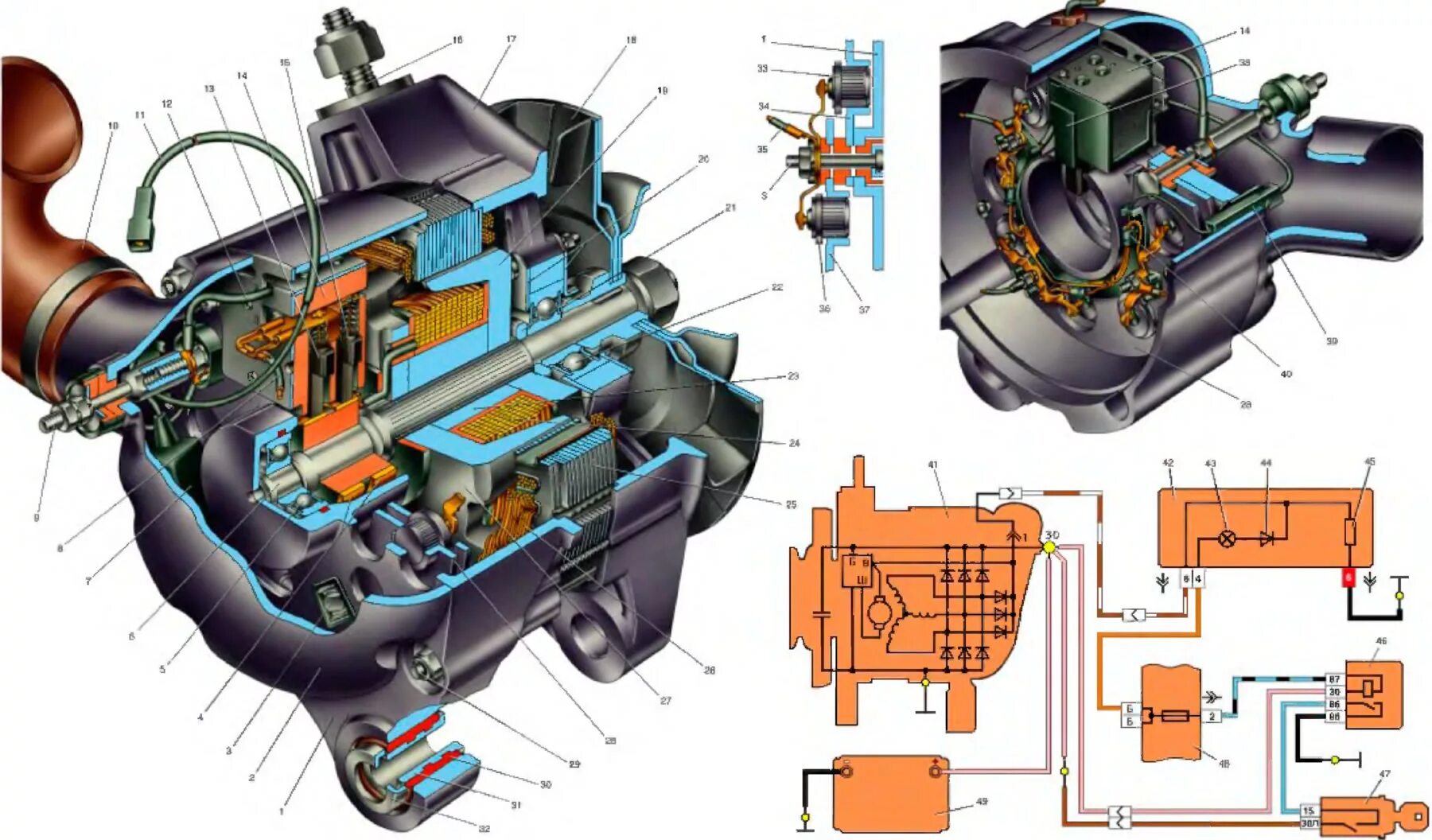 Подключение генератора 2121 Generator device (carbureted engine) (VAZ-21213 "Niva" 1994-2006 / General infor