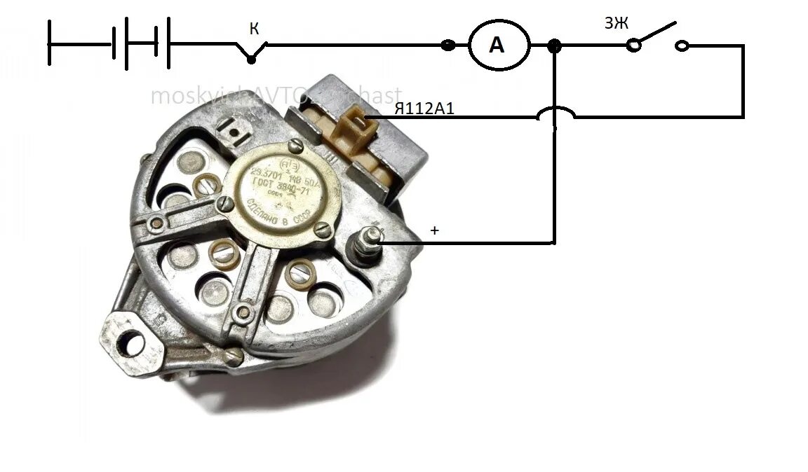 Подключение генератора 412 Нестандартный метод подключения контрольки на Москвич - ИЖ Москвич 412, 1981 год