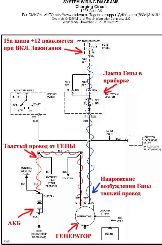 Подключение генератора ауди 100 Нужна помощь по возбуждению генератора на рестайле - Audi A4 (B5), 1,6 л, 2000 г