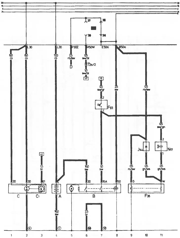 Подключение генератора ауди 80 Schemat połączeń elektrycznych akumulatora, rozrusznika, generatora (modele 2.2)