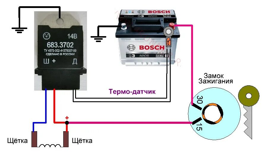 Подключение генератора без реле регулятора Картинки РЕГУЛЯТОР НАПРЯЖЕНИЯ ВАЗ ПОДКЛЮЧЕНИЕ