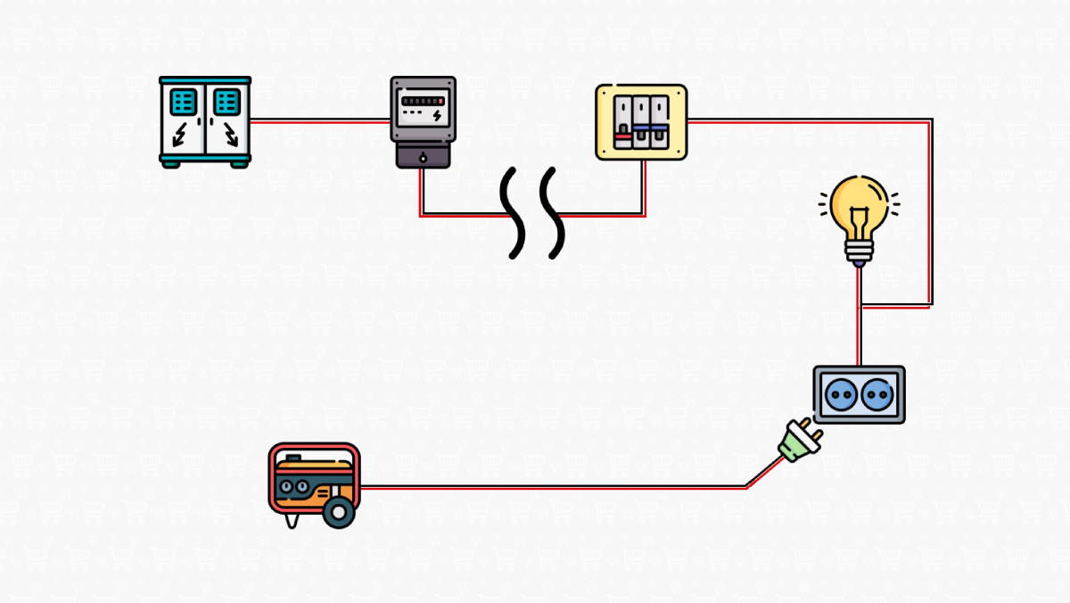 Подключение генератора через розетку Цепь подключения генератора