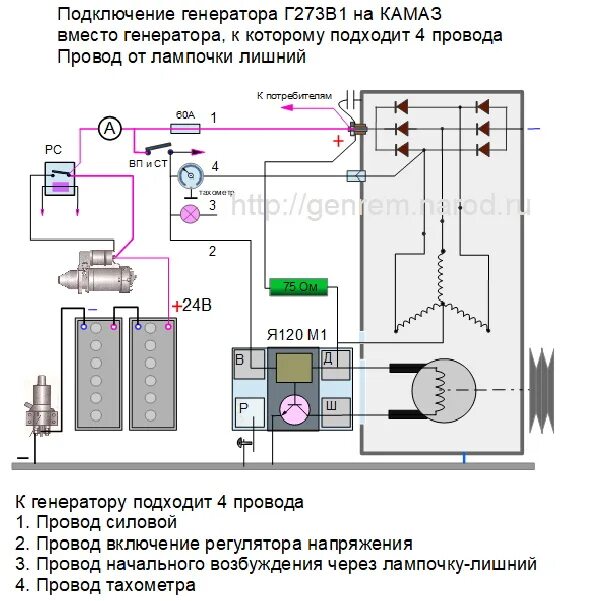 Подключение генератора гг273в1 3 Схема подключения генераторов грузовых автомобилей отечественного автопрома