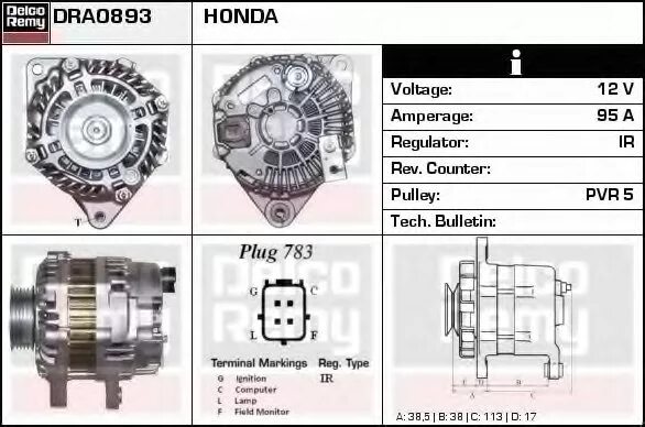 Подключение генератора honda MITSUBISHI A5TJ0091 - Генератор - купить запчасти в Москве