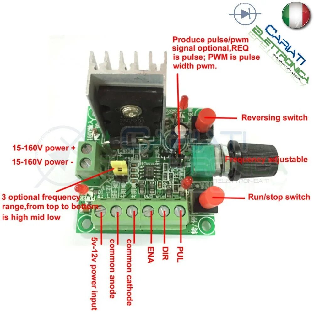 Подключение генератора импульсов к драйверу контроллеру 7tpsm4220 Driver Controller regolazione velocità Motore NEMA Pulse Signal Gen.