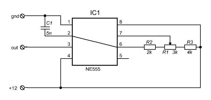 Подключение генератора импульсов ne555 Однотактник на 555-ом таймере - Flyback.org.ru