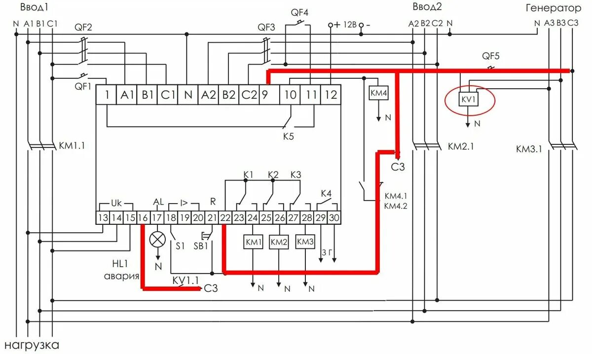 Подключение генератора ipower 3500eax с блоком авр 3 схемы автоматического ввода резерва для дома. Ввод 1 - Ввод 2 - Генератор. HOM