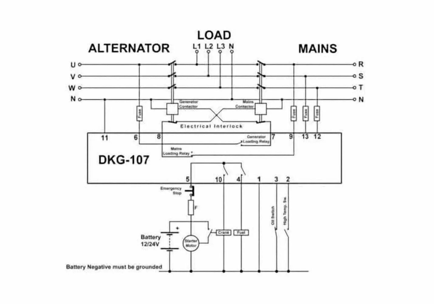 Подключение генератора ipower через авр схема DKG-107 контроллер автоматического запуска генераторной установки и переключения