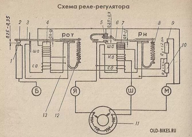 Подключение генератора иж 6 вольт Ответы Mail.ru: реле регулятор рр 1 Иж где РОТ а где РН