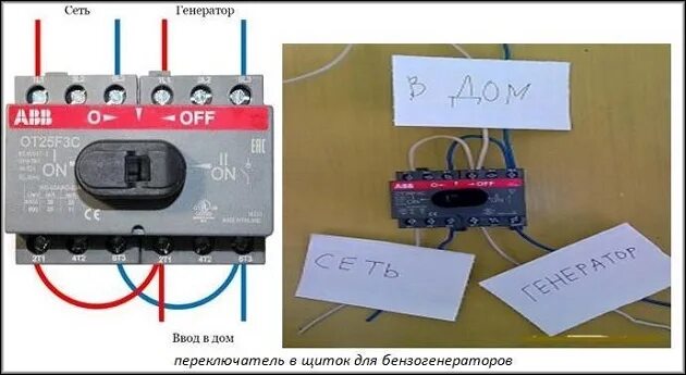 Подключение генератора к дому через реверсивный переключатель Переключатель генератор сеть фото - DelaDom.ru