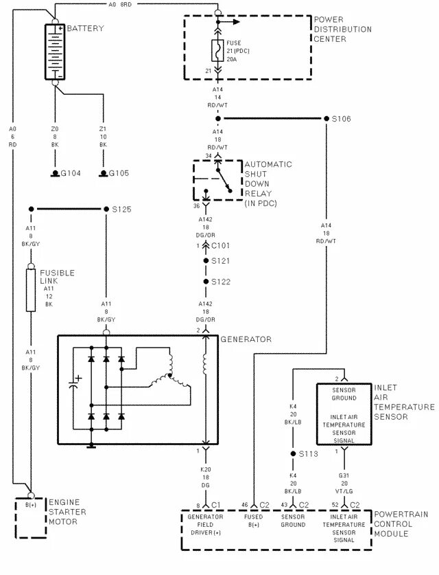 Подключение генератора крайслер 2002 Chrysler neon wiring diagram