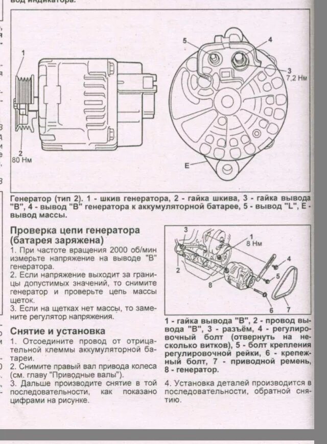 Подключение генератора обозначения Снятие генератора, прочтите инструкцию чем лезть. - Suzuki Swift (1G), 1,3 л, 20