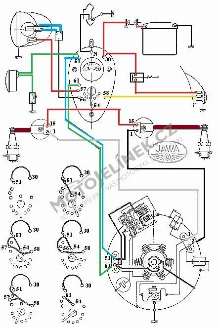 Подключение генератора от мотоцикла ява 350 старушка Схема зажигания ява: найдено 86 изображений