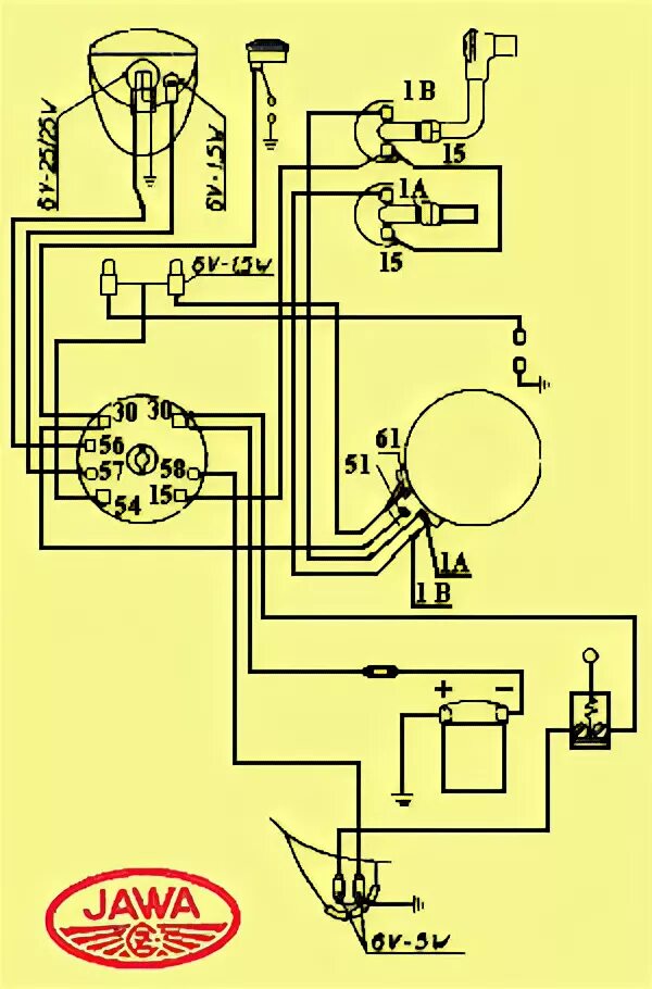 Подключение генератора от мотоцикла ява 350 старушка Схема поворотников ява 638