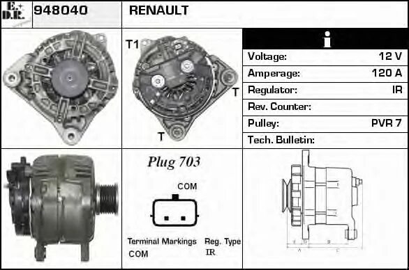 Подключение генератора рено меган 2 RENAULT 8200726639 - Генератор - купить запчасти в Москве