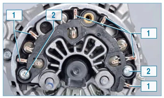 Подключение генератора рено сандеро Снятие генератора, замена регулятора напряжения и выпрямительного блока на двига