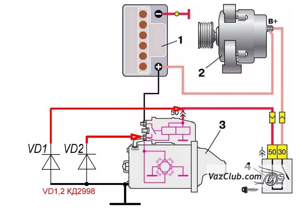 Подключение генератора стартера ваз Доработка реле блокировки стартера, защита контактов - DRIVE2