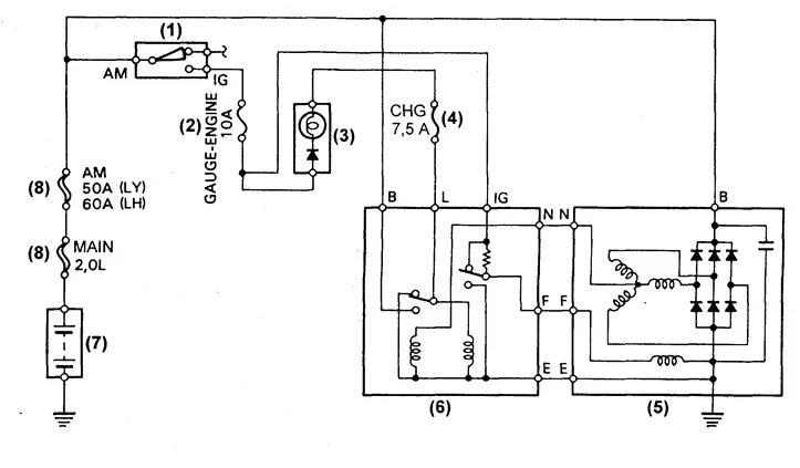 Подключение генератора toyota Conventional Alternator - Design Description (Toyota Dyna Y50/Y60, Y50, 1984-199