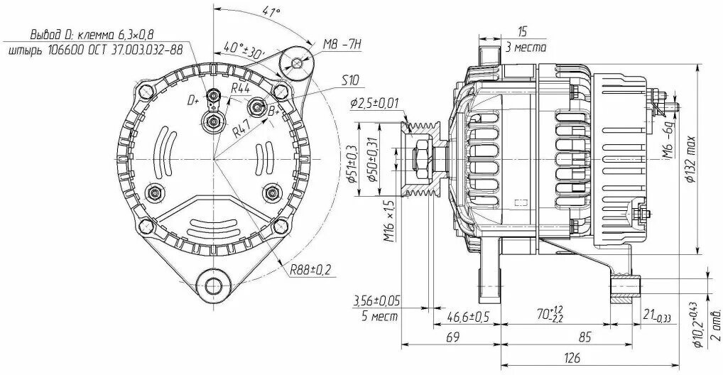 Подключение генератора умз 4216 Генератор Eltra 5122.3771-40 для ГАЗ, УАЗ УМЗ-4216 и их модификаций. 14В, 110A (