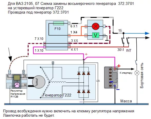 Подключение генератора ваз 2104 Ваз 2107 инжектор реле регулятор напряжения генератора - КарЛайн.ру