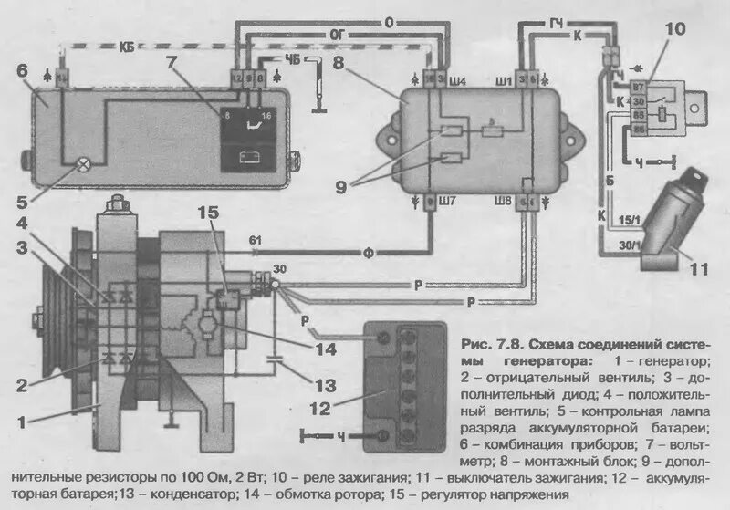 Подключение генератора ваз 2109 Электрическая схема автомобиля ВАЗ 2108 - схема электрооборудования