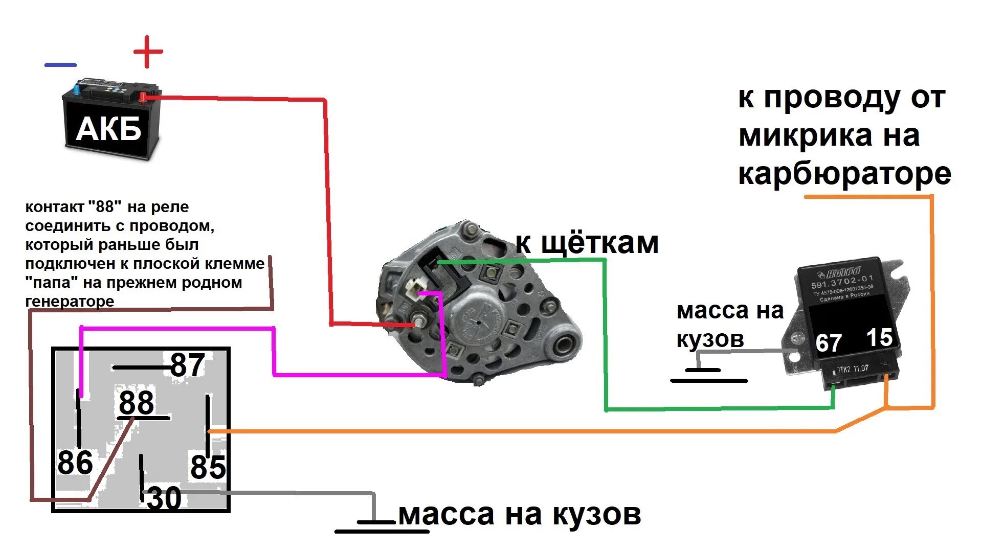 Подключение генератора ваз старого образца схема Принцип работы генератора ваз 2106 - Инструкция по установке генератора с ВАЗ 21