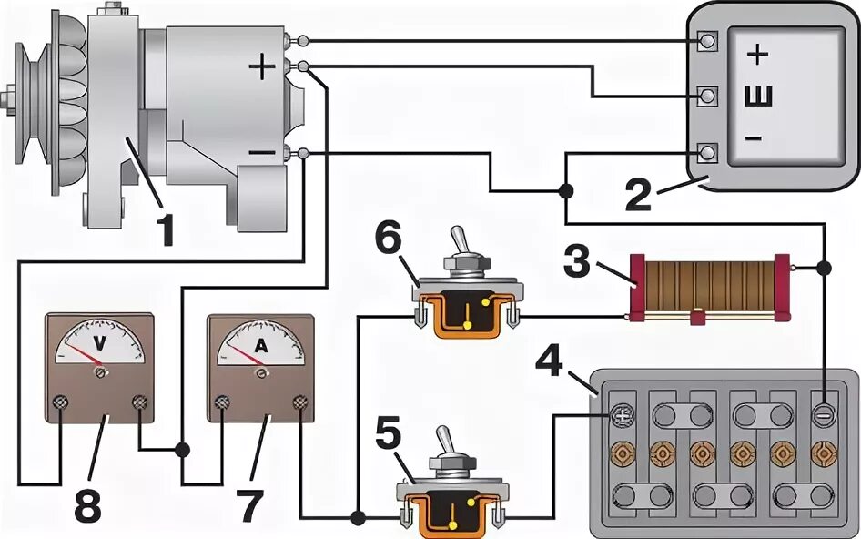 Подключение генератора вольт на уазике Контрольные приборы. УАЗ 3151, 2206 / e4c056