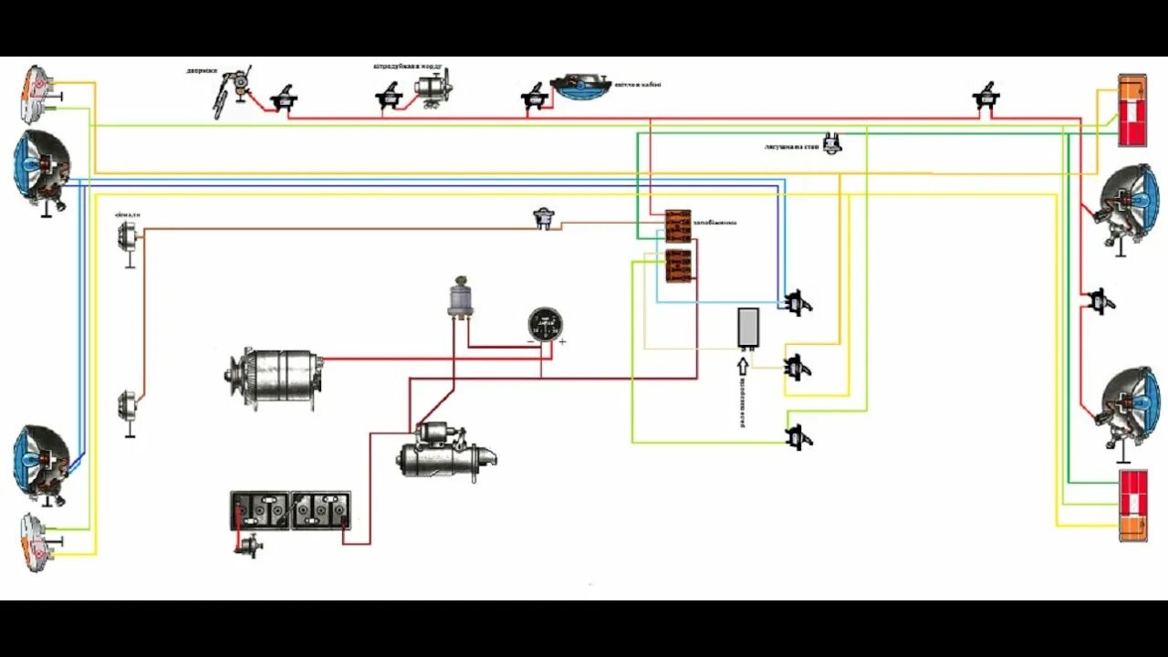 Подключение генератора юмз 6 Саморобна проводка на ЮМЗ 6 - YouTube