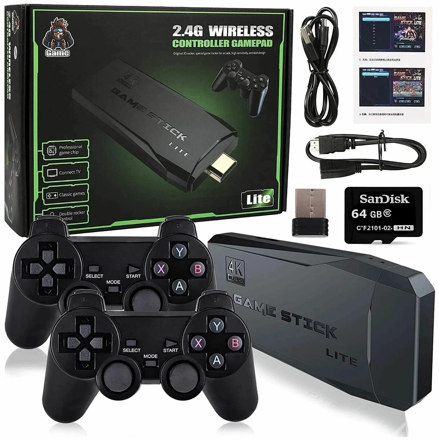 Подключение гейм стик лайт к телевизору Игровая приставка, консоль DATA FROG Y3 Game Stick Lite 64Gb, 10000 игр, 4K, 2,4