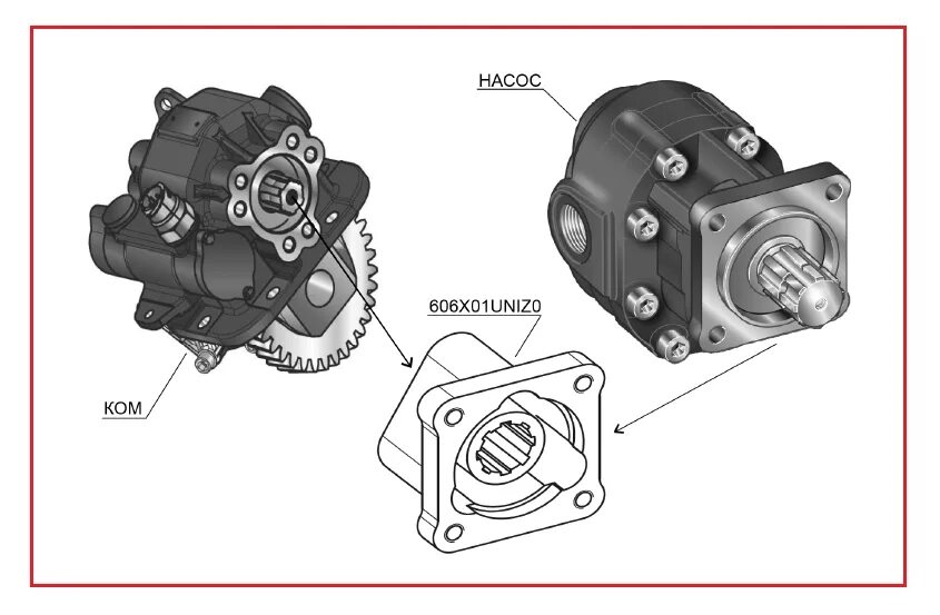 Подключение гидравлического насоса Переходник "КОМ UNI-Насос ISO"
