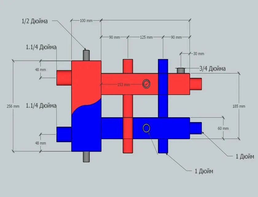 Подключение гидрострелки на 3 контура 3-х контурный коллектор с гидрострелкой