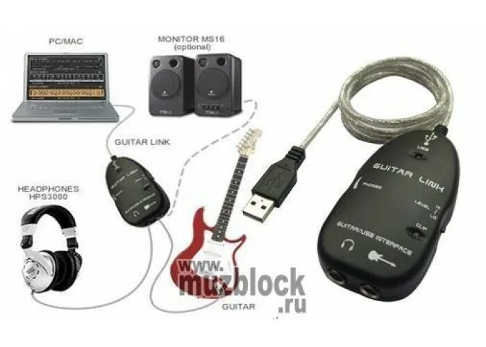 Подключение гитары к телефону Купить аудиоинтерфейс MRCABLE USB GUITAR LINK USB в нашем розничном магазине или