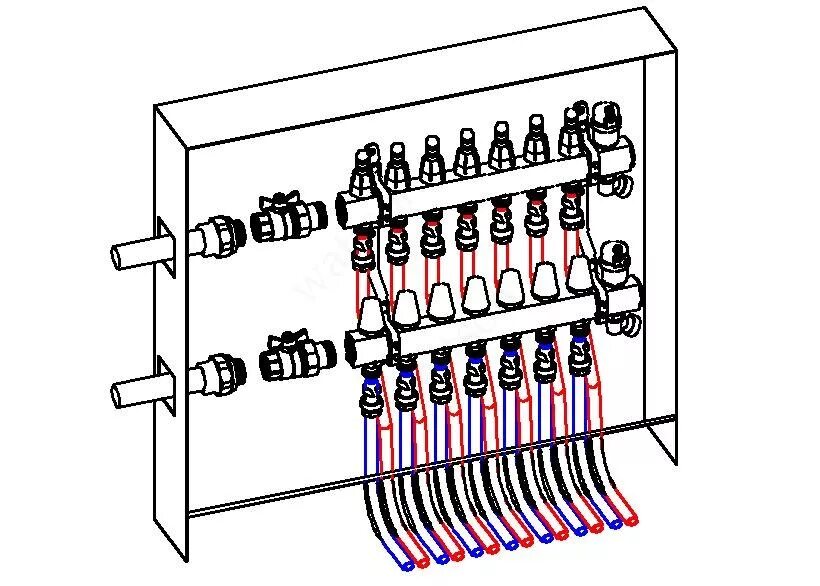 Подключение гребенки отопления Распределительная гребенка системы отопления ☛ советы строителей на domostr0y.ru