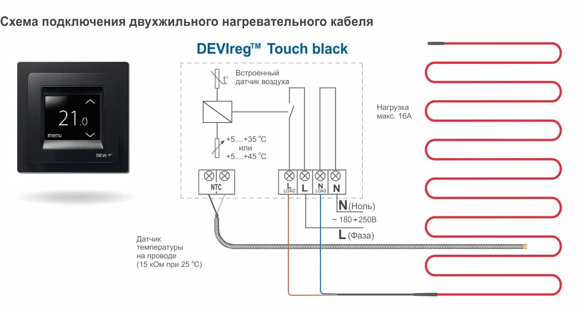 Подключение греющего пола Теплый пол Devi: инструкция по подключению датчика и электрических матов, монтаж