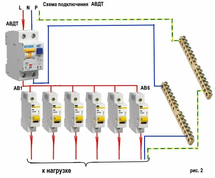 Подключение группы автоматов Схема подключения УЗО/АВДТ. Электрика, как надо! Дзен