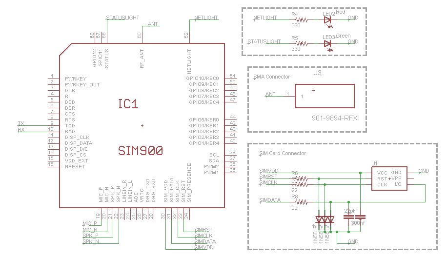 Подключение gsm телефонов gsm - SIM900 Circuit Design. Where to connect PWRKEY of SIM900.? - Electrical En