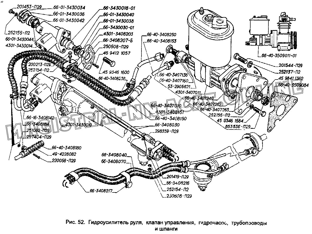 Подключение гур на газ 3309 нового образца Гидроусилитель руля, клапан управления, гидронасос, трубопроводы и шланги ГАЗ 66