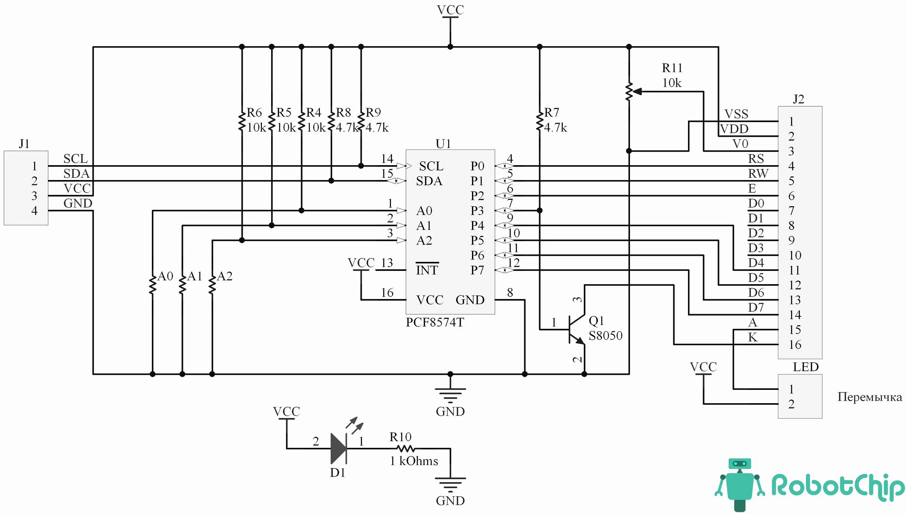 Подключение hd44870 по 4 i2c Обзор интерфейсного модуля IIC, I2C, TWI для LCD - RobotChip