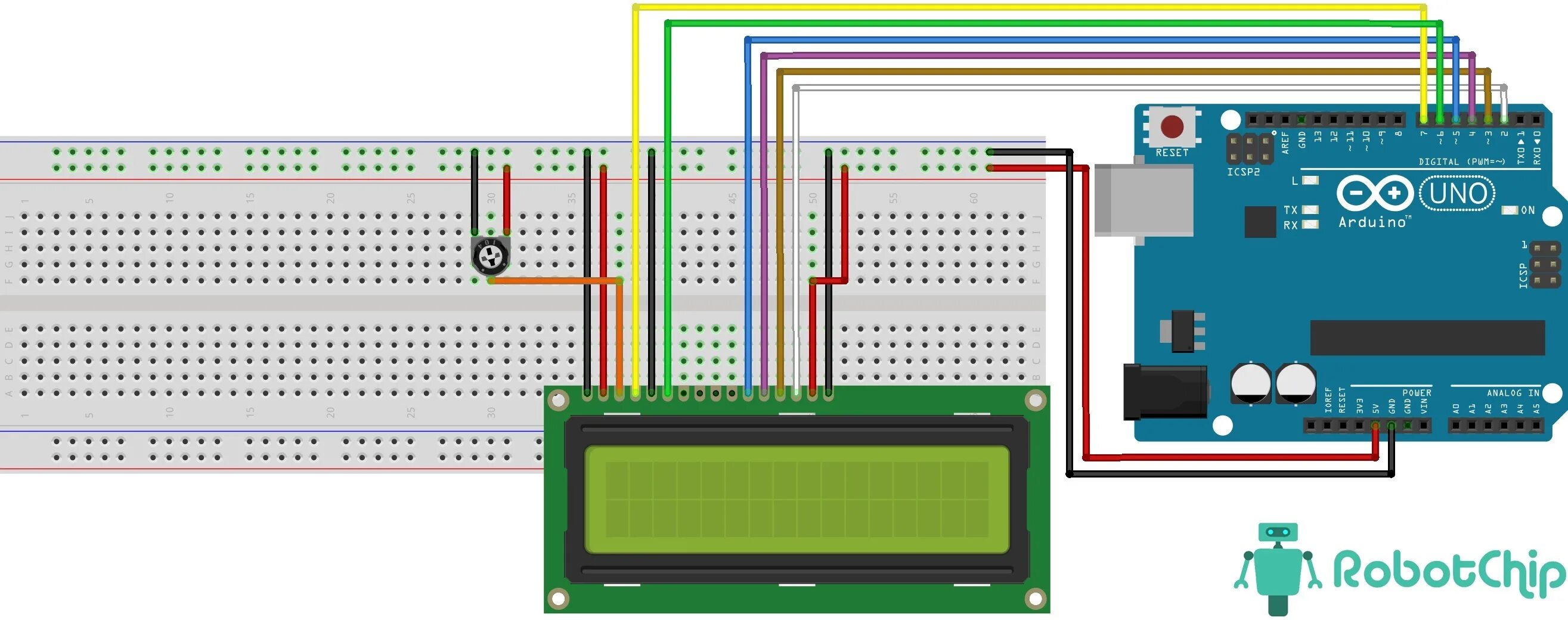 Подключение hd44870 по 4 i2c Обзор LCD-дисплея 1602A (LCD1602A) - RobotChip