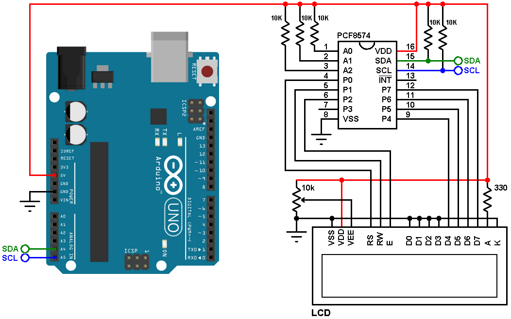 Подключение hd44870 по 4 i2c Interfacing Arduino with I2C LCD