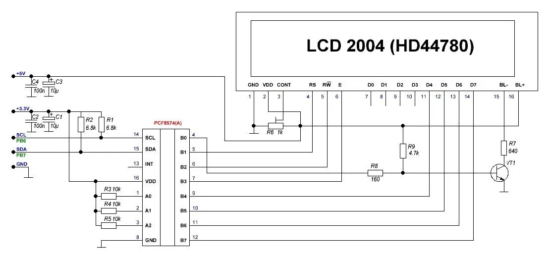 Подключение hd44870 по 4 i2c Первые шаги с STM32 и компилятором mikroC для ARM архитектуры - Часть 4 - I2C, p