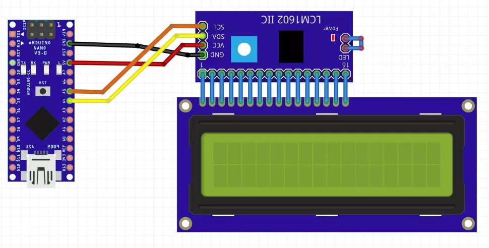 Подключение hd44870 по 4 i2c LCD 1602 I2C Arduino дисплей - купить в duino.ru