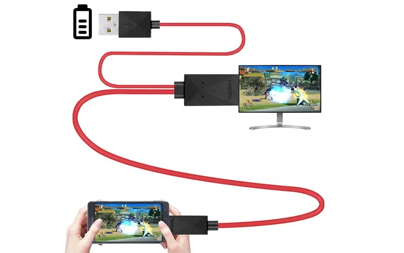 Подключение hdmi к телефону андроид Кабель MicroUSB - HDMI, USB (папа - папа, папа) MHL длина 2 м для Samsung Galaxy