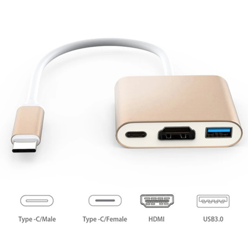 Подключение hdmi к телефону type c USB 3,1 Type-C USB Hub адаптер 3 в 1 адаптер HDMI/DVI совместимого адаптера типа